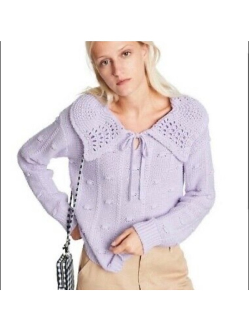 Sandy Liang x target Light Lavender Knit Sweater with Peter Pan Collar